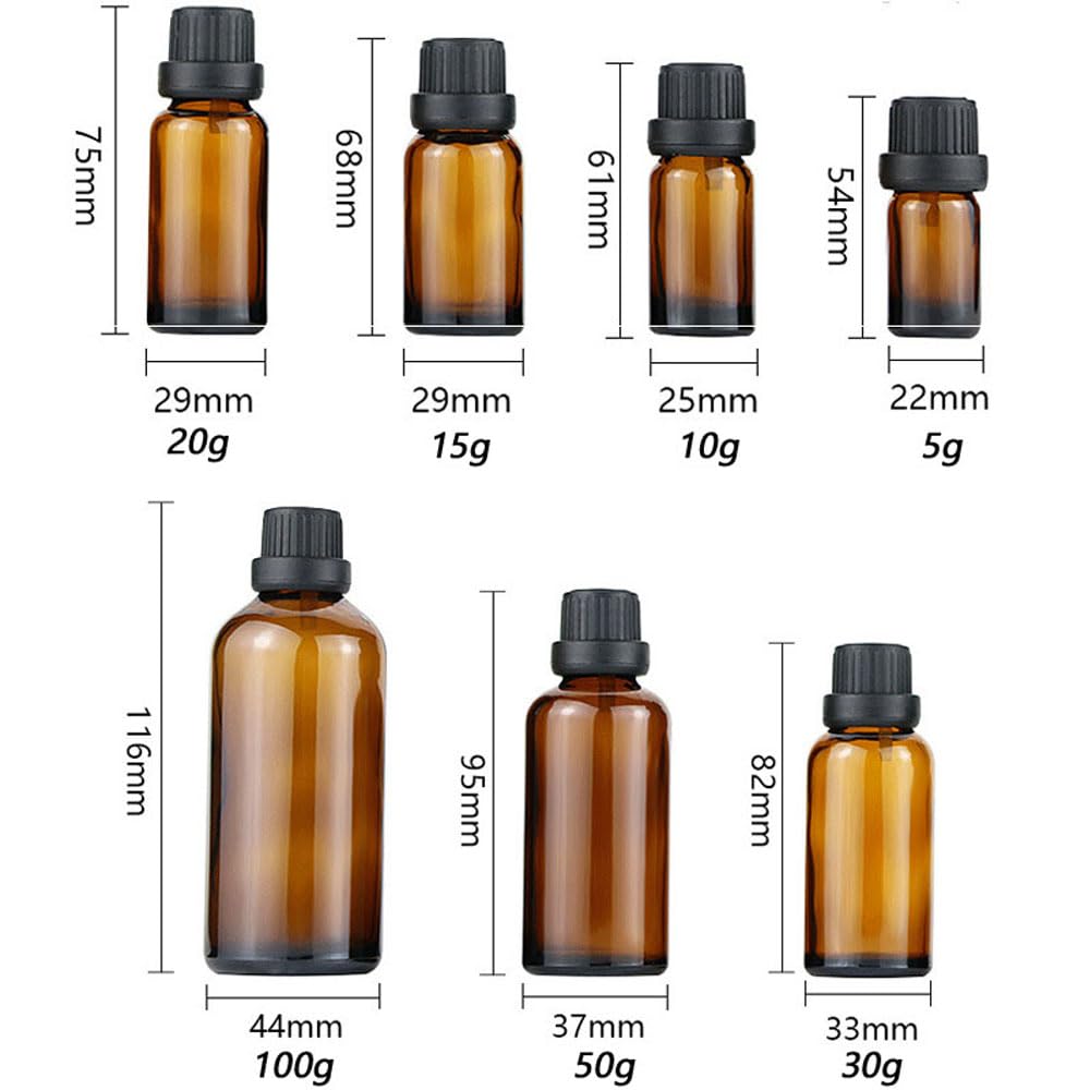 Leere bernsteinfarbene Glas-Tropfflaschen für ätherisches Öl, Parfüm, kleine Behälter, umgekehrt bemalt, Schnupftabakflasche mit Schraubverschluss, Aromatherapie, nachfüllbare Behälter (100 ml