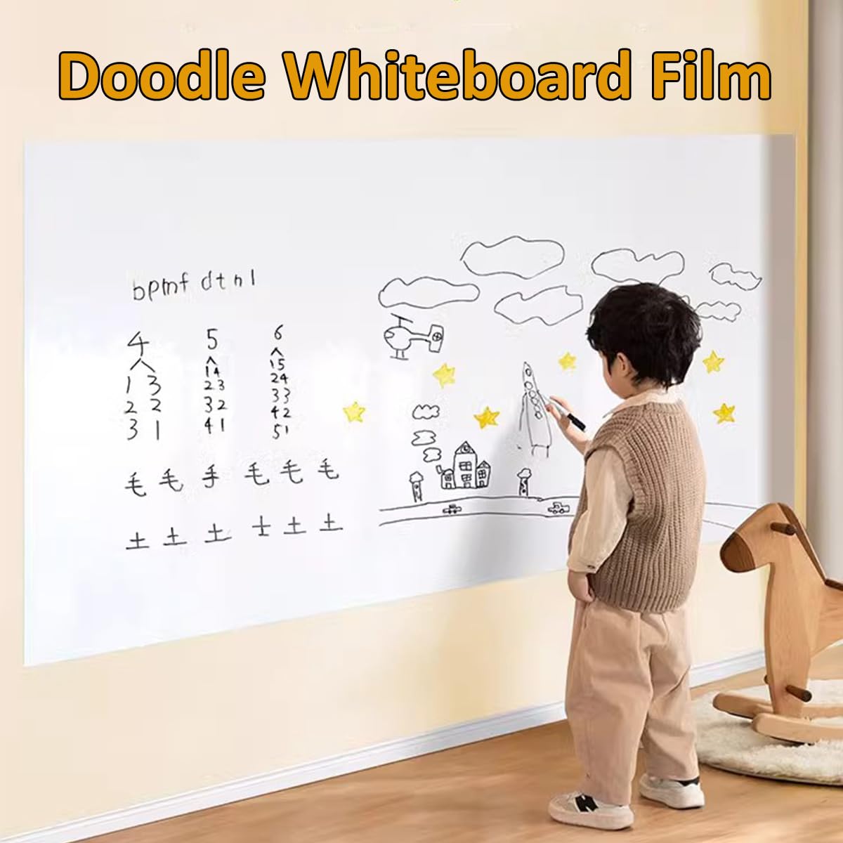 Magnetischer Whiteboard-Film-Aufkleber, trocken abwischbar, selbstklebend, Whiteboard-Papierbögen für Zuhause, Küche, Kühlschrank, Einkaufsliste und Büro, Notiz mit Löschen/Stiften/Magneten (Weiß, 150