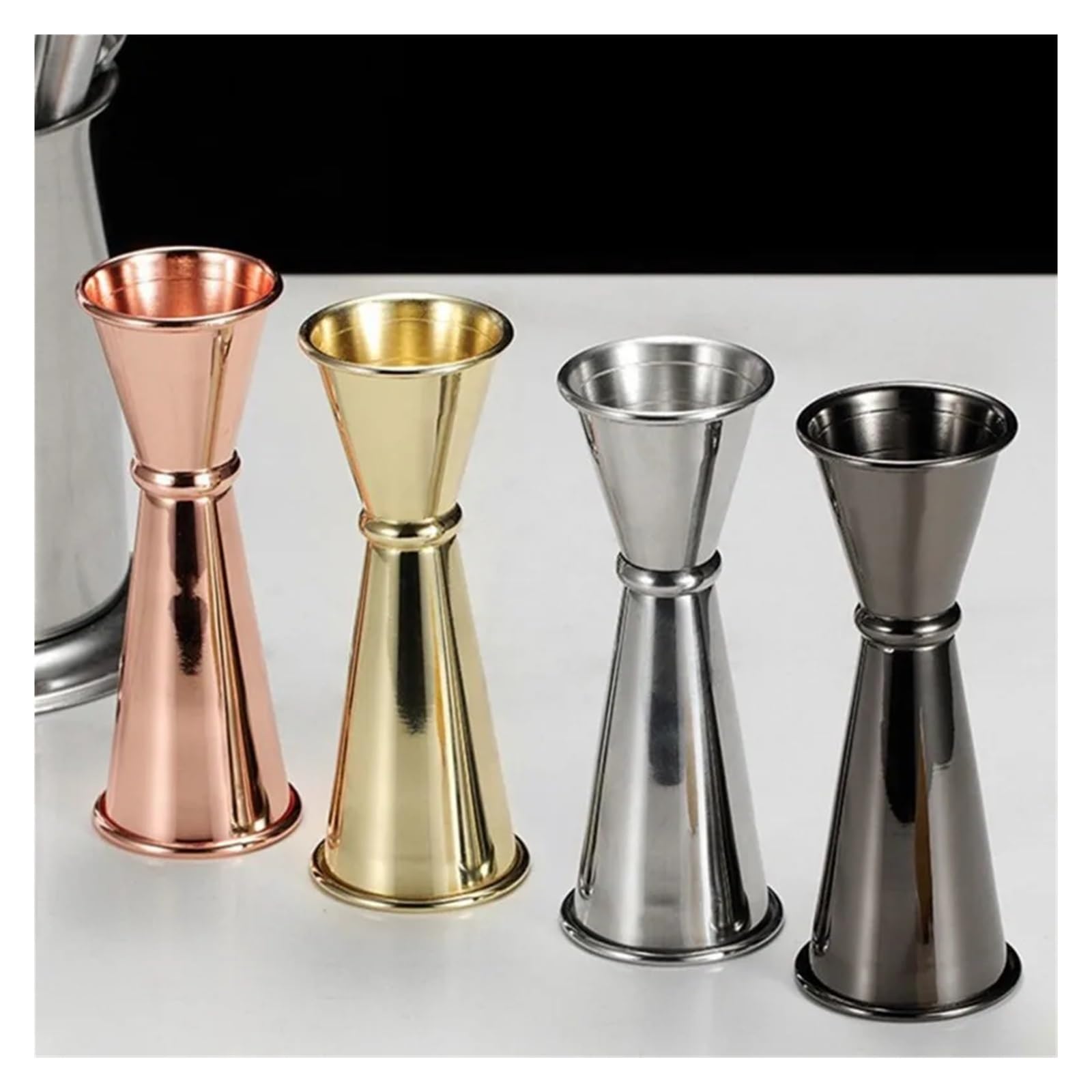 Doseur Cocktail Verre doseur en Acier Inoxydable de 15 à 60 ML, Shaker à Cocktail, doseur à spiritueux, Outils de Bar et de Cuisine(Gold 30 60ml)