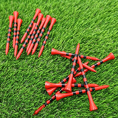 Bramasole Golf Tees Wood 2 3/4" 3 1/4" Mixed Height Bamboo Wooden Tee Unbreakable Value 100 Pack, Professional Biodegradable For Golfer Practice(100 Pcs Mixed Size, Red & Black) #TOP5