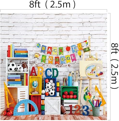 Miniatura 2 de Kate Telones de fondo de regreso a clases de 8 x 8 pies para fotografía de bebé amor estudio libros papelería fondos de fútbol fondos de pared de