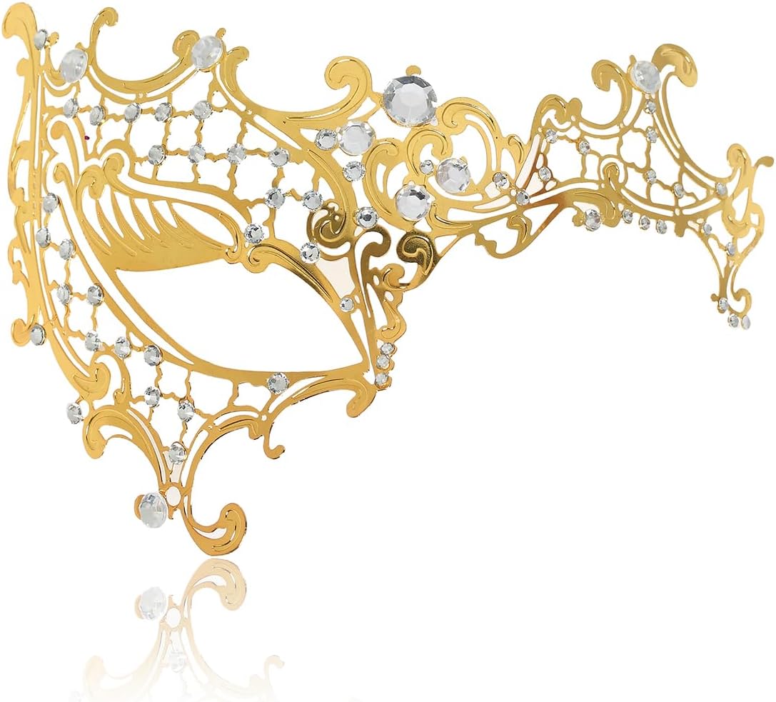 MYMENU Masquerade Mask for Women Shiny Rhinestone Metal Mask Venetian Mask for Party Prom Ball