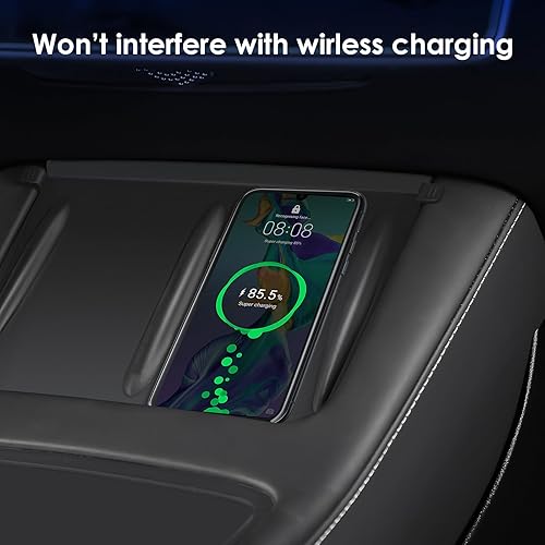 Miniatura 4 de Alfombrilla de carga inalámbrica para consola central, compatible con Tesla Model 3Y 2021-2023, accesorios interiores, consola central, alfombrilla