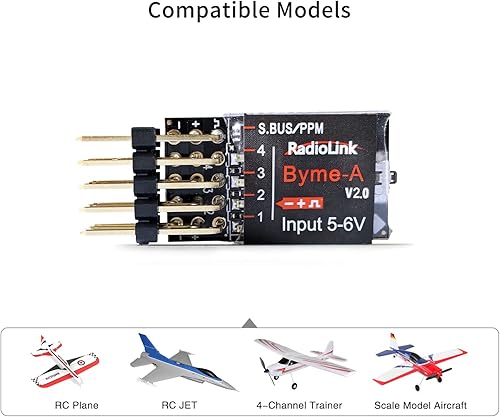 Miniatura 4 de Radiolink Byme-A V2.1 y R8XM Controlador de vuelo RC Estabilizador de avión con giroscopio y receptor RC SBUS/PPM Telemetría de voltaje Control de