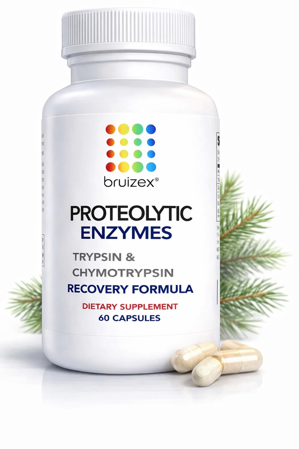 Bruizex Proteolytic Enzymes| Trypsin & Chymotrypsin Recovery Supplement for Tissue Trauma, Bruising, Swelling | Immune System Support | 60 Caps