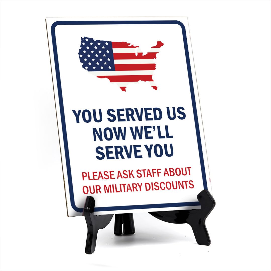 You Served Us Now We'll Serve You Table Sign With Acrylic Stand (6x8“) Honor Veterans with Military Table Signs | US Pride | Veteran Gratitude (2 Pack