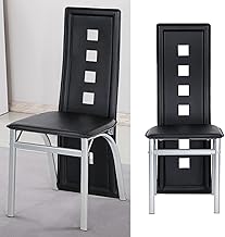 TUITUI Set of 6 Faux Leather Dining Chairs, Dining Chairs with Padded Seat and High Back 58cm, Comfortable Modern Living Room Chair (Black)