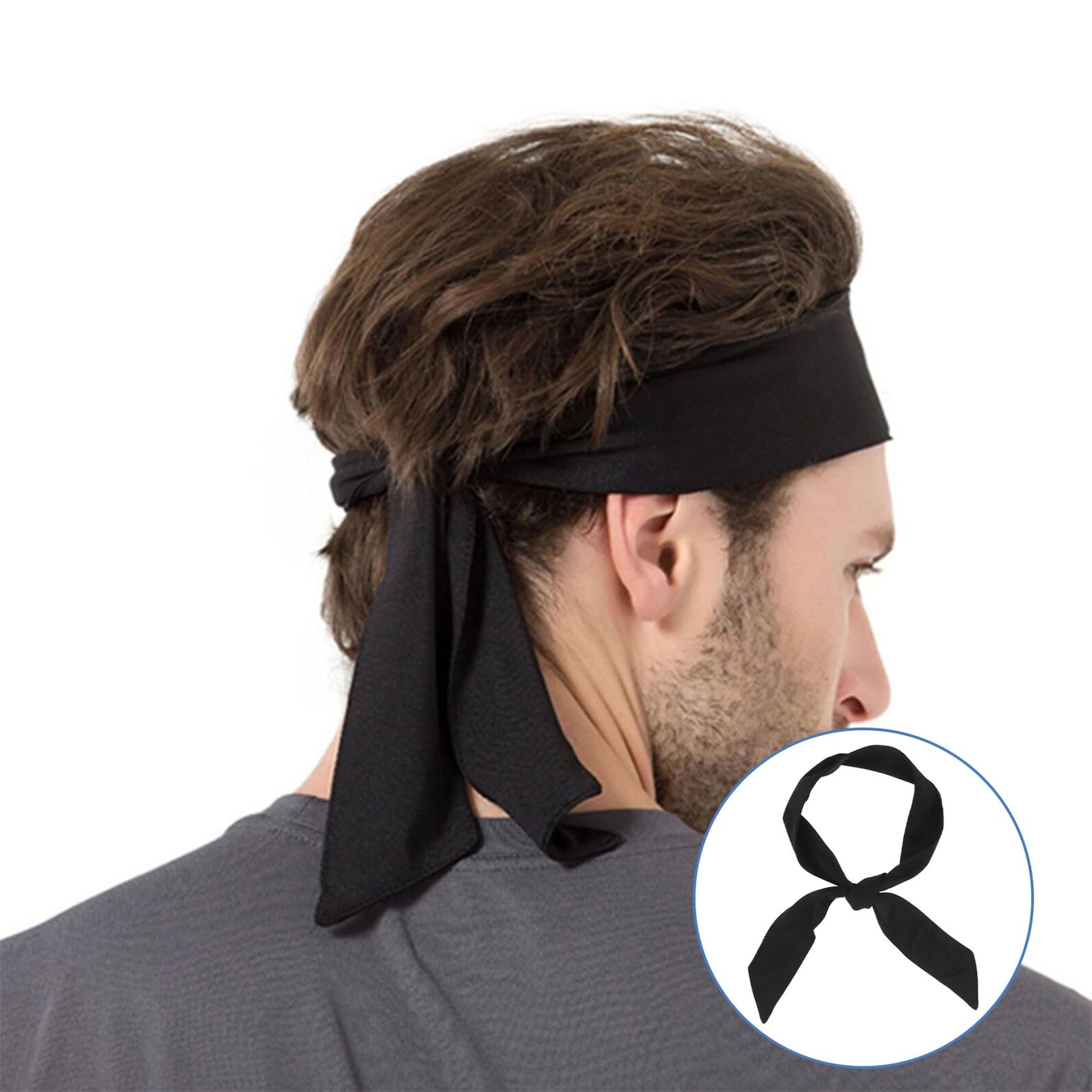 Diadema de Lazo Negra de Fibra de Poliéster para Deporte