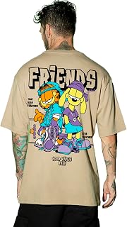 Bewakoof Official Garfield Merchandise Men's Graphic Printed Oversized Fit T-Shirt Price In India