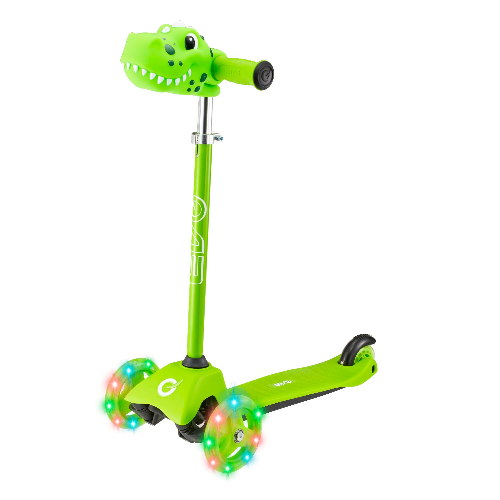 EVO Light Up Mini Cruiser Scooter With Light Up Wheels For Kids | Kids Push Scooter With Adjustable Height Handles | Childrens Balance 3-Wheeled Scooter | Kick Scooters For Kids Aged 2-7