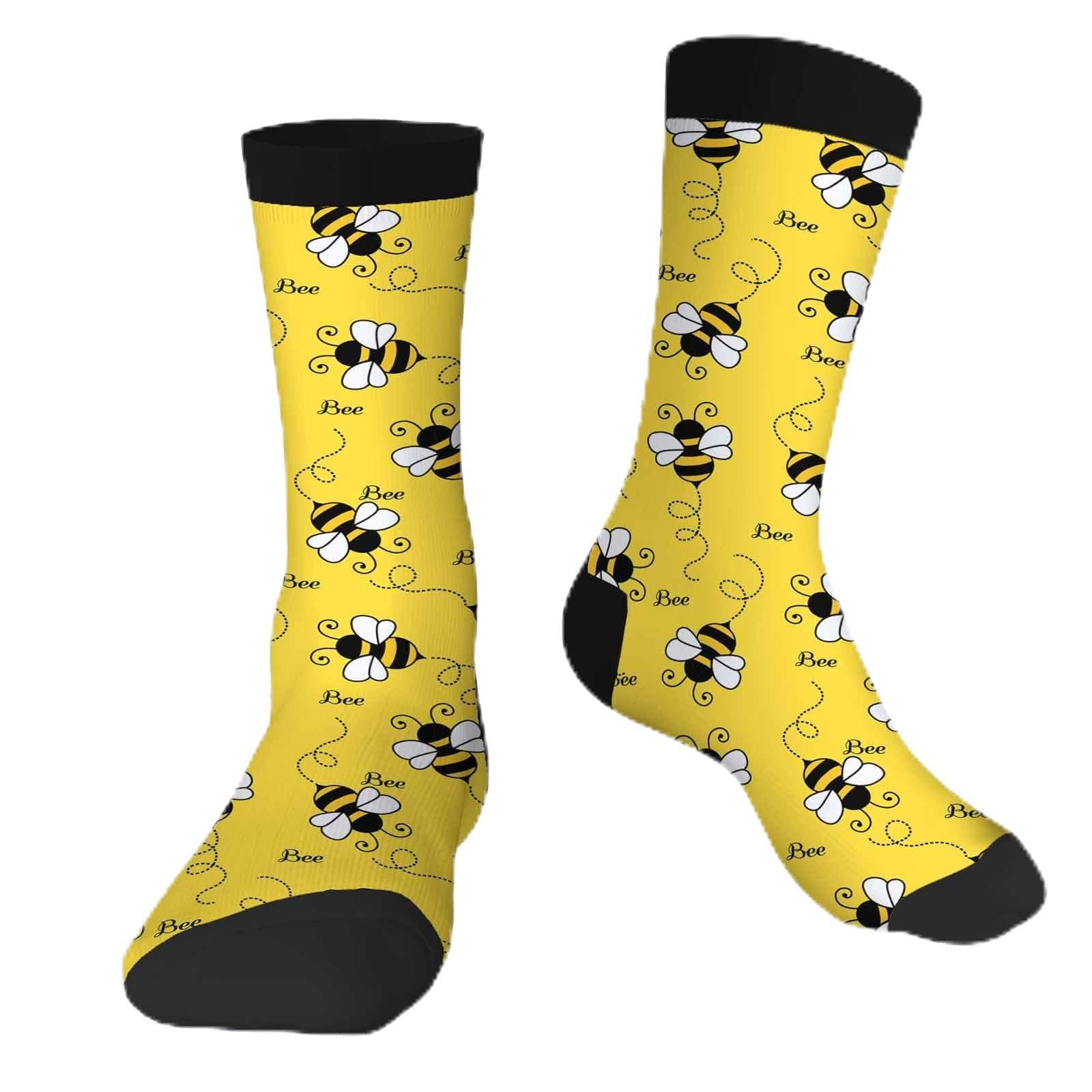 Muntayson Bee Athletic Cushioned Crew Socks Cushioned Crew Socks with Arch Compression Secure Fit Women Men