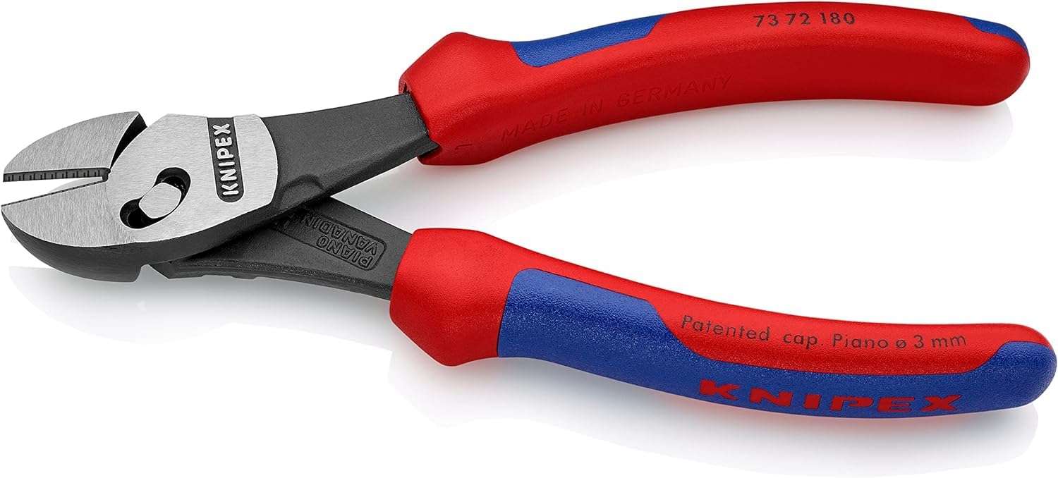 KNIPEX TwinForce Alicate de corte diagonal de alto rendimiento con mangos multicomponente 180 mm, 73 72 180