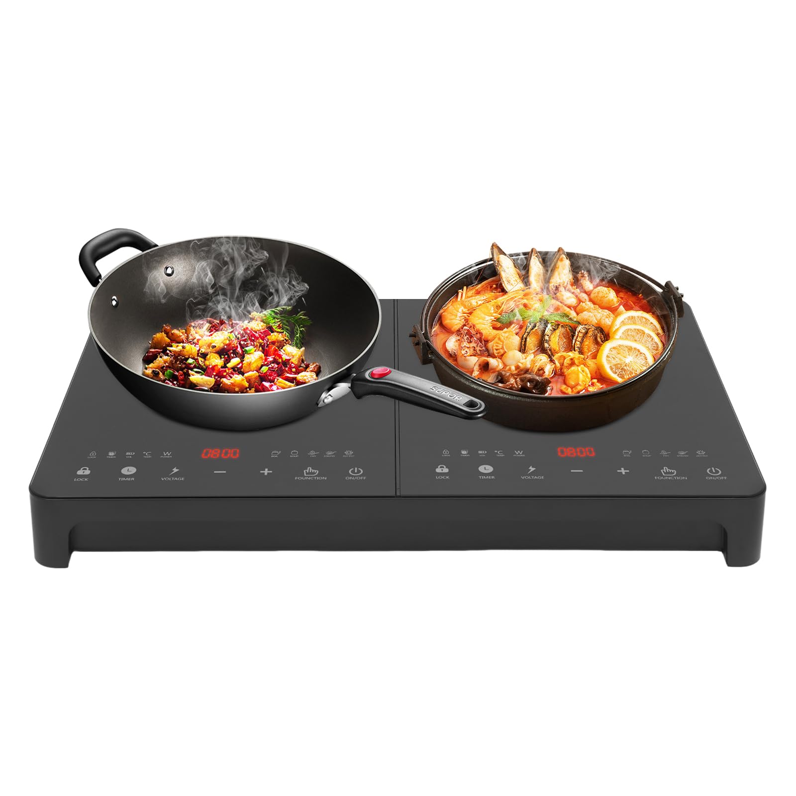 Double Induction Cooktop, Induction Cooktop with 2 Burners, for Home Kitchens, LED Sensor Touch Stove Top