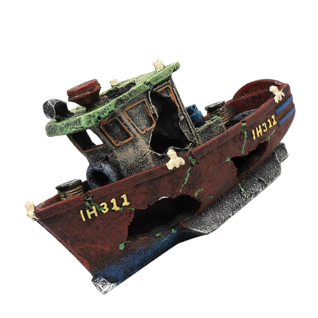 BCOATH aquarium landscape resin fishing boat decor fish tank ornament shipwreck shelter house fish tank decorations large aquarium boat decor home furnishings
