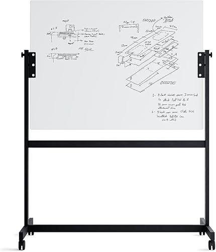 Miniatura 3 de U Brands Caballete magnético de cristal de borrado en seco, 48 x 36 pulgadas, superficie esmerilada blanca