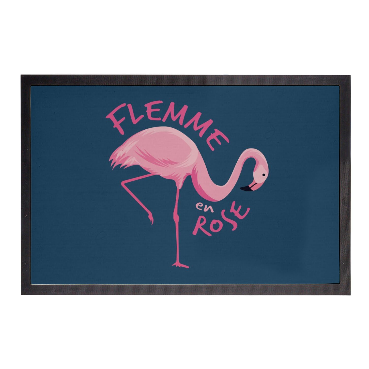 Paillasson bleu avec jeu de mots flamant rose tapis original 75x50cm