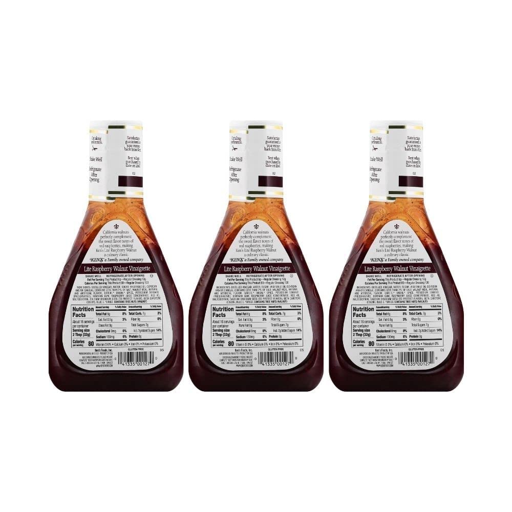 KEN'S STEAK HOUSE Lite RASPBERRY WALNUT VINAIGRETTE Salad Dressing 16 oz. (Pa...