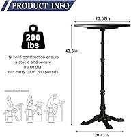 Vista 2 de Mesa de columna romana de 43.3 pulgadas de alto, mesa de bar para cóctel, bistró, hierro fundido resistente, impermeable, para patio, jardín