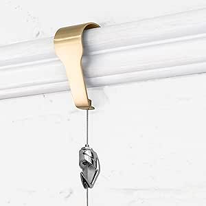 Gallery System Picture Rail Hangers with Stainless Steel Cables - Brushed Brass or Stainless Steel