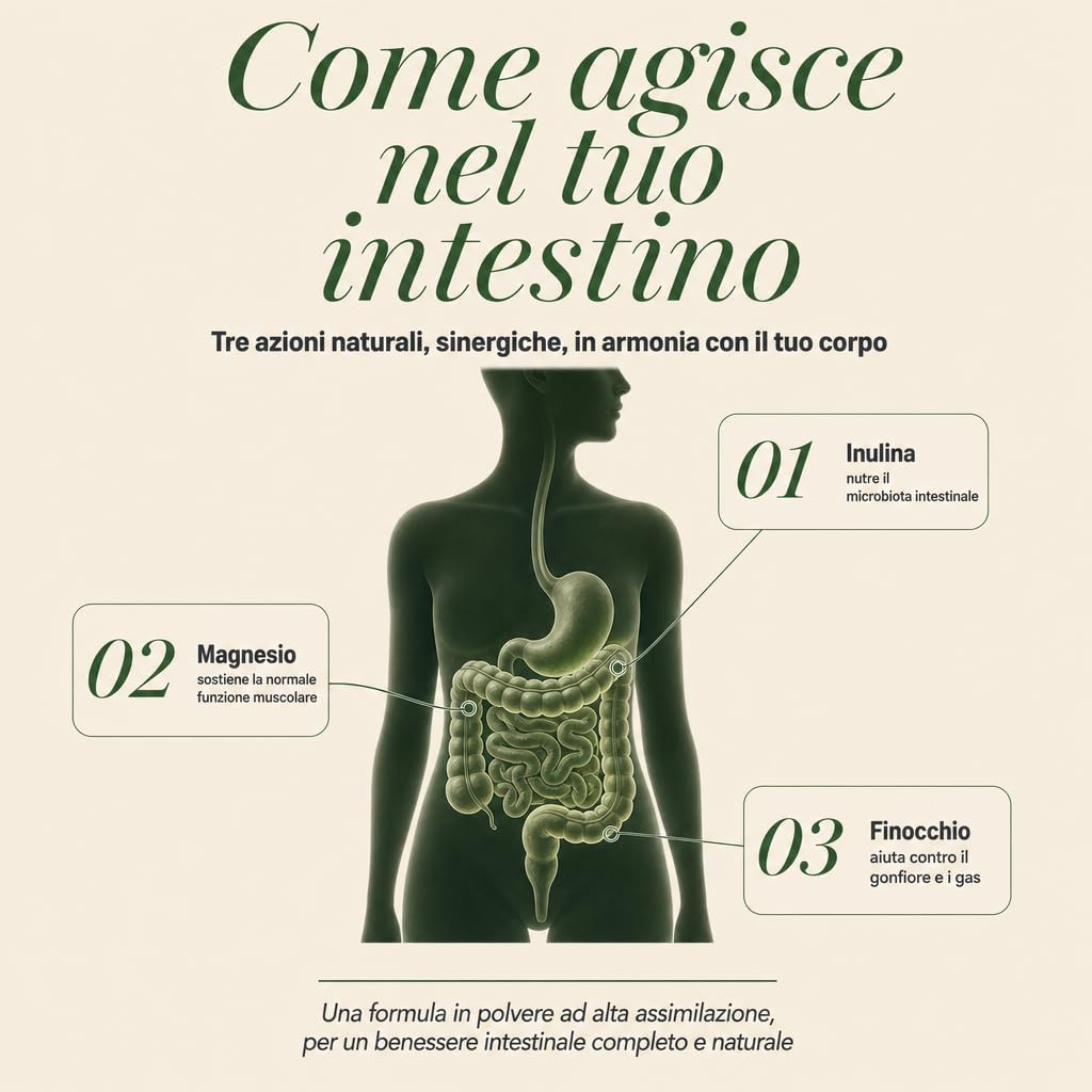 GOFOR360 MAG 5+ REGOLARITÀ - Magnesio Bisglicinato in Polvere con Inulina e Finocchio per Stitichezza, Gonfiore e Rilassamento - 60 Dosi