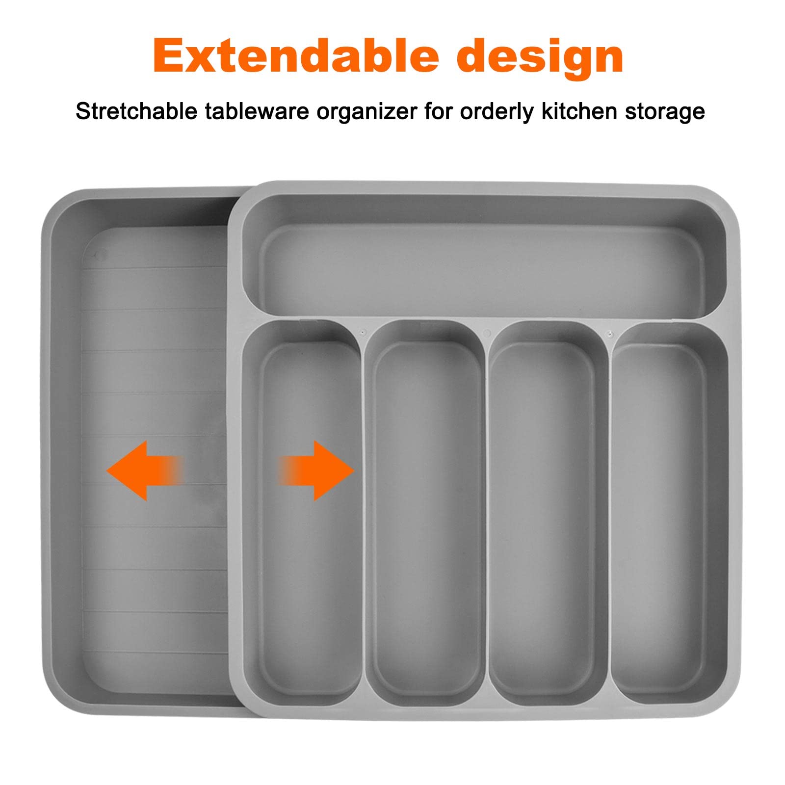 TNOMSNO Range Couverts Extensible Tiroir - Organisateur Ustensiles Cuisine Grand Plateau Réglable 9 Compartiments