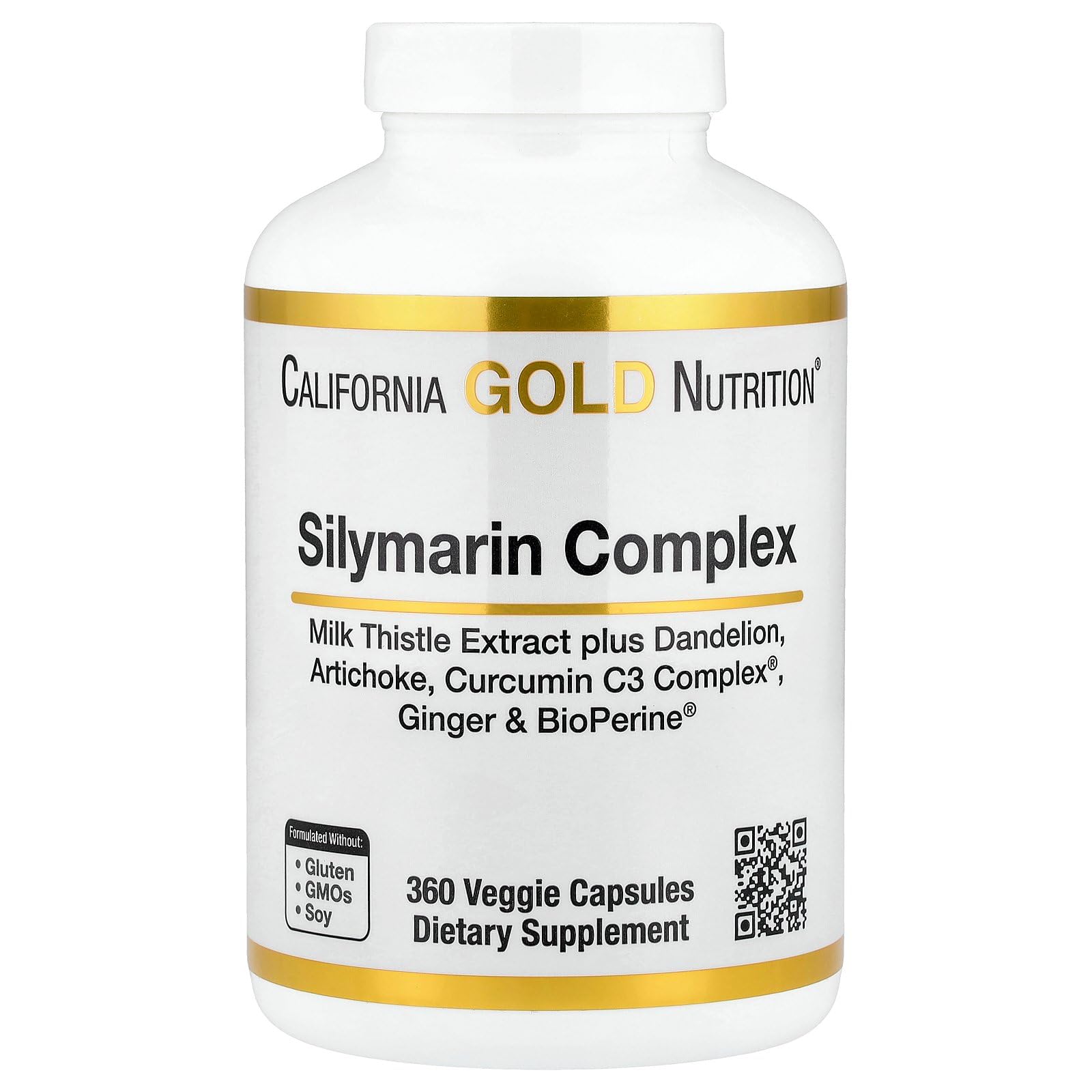 California Gold NutritionSilymarin Complex, Liver Health, Milk Thistle, Curcumin, Artichoke, Dandelion, Ginger, Black Pepper, 360 Veggie Capsules