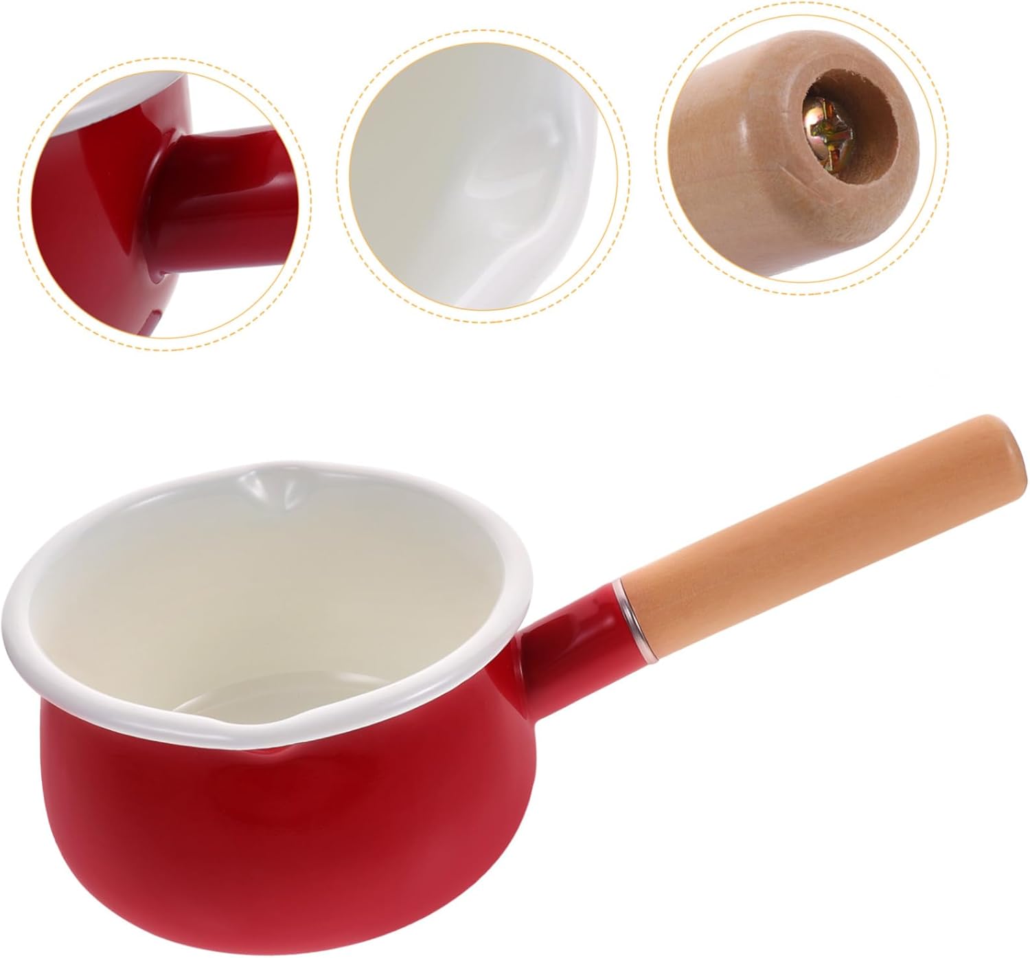 Enamel Milk Pot Saucepan Non-porous Sturdy Handles for Cooking Milk Soup Sauces