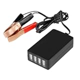 DC Converter with Battery Clip 12V 24V to 5V 8A USB Power Adapter Buck Regulator Charger, 4 Ports Automatically Identify shunt Charging, Suitable for iPhone Android Samsung Galaxy S10 s9 Plus