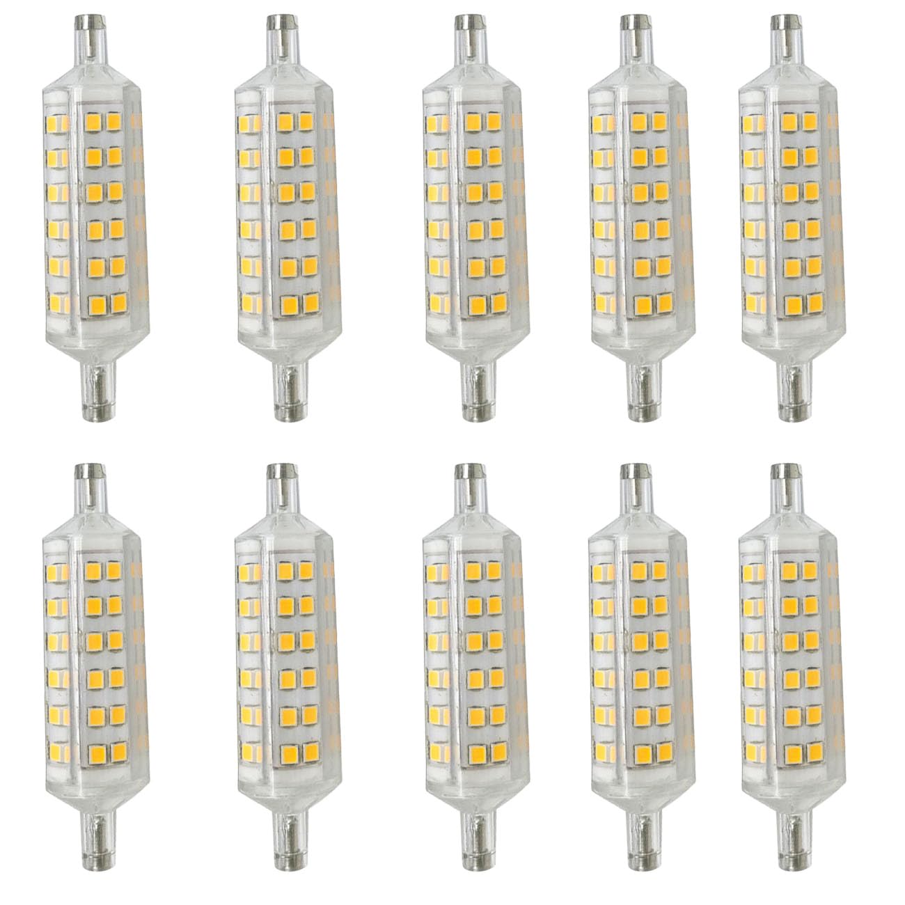 Aoxdi R7s 78mm Linear LED Bulb 6W, Warm White 3000K, 72 SMD 2835 Slim R7s LED Bulb 78mm, AC 220-240V, 10-Pack (Warm White)