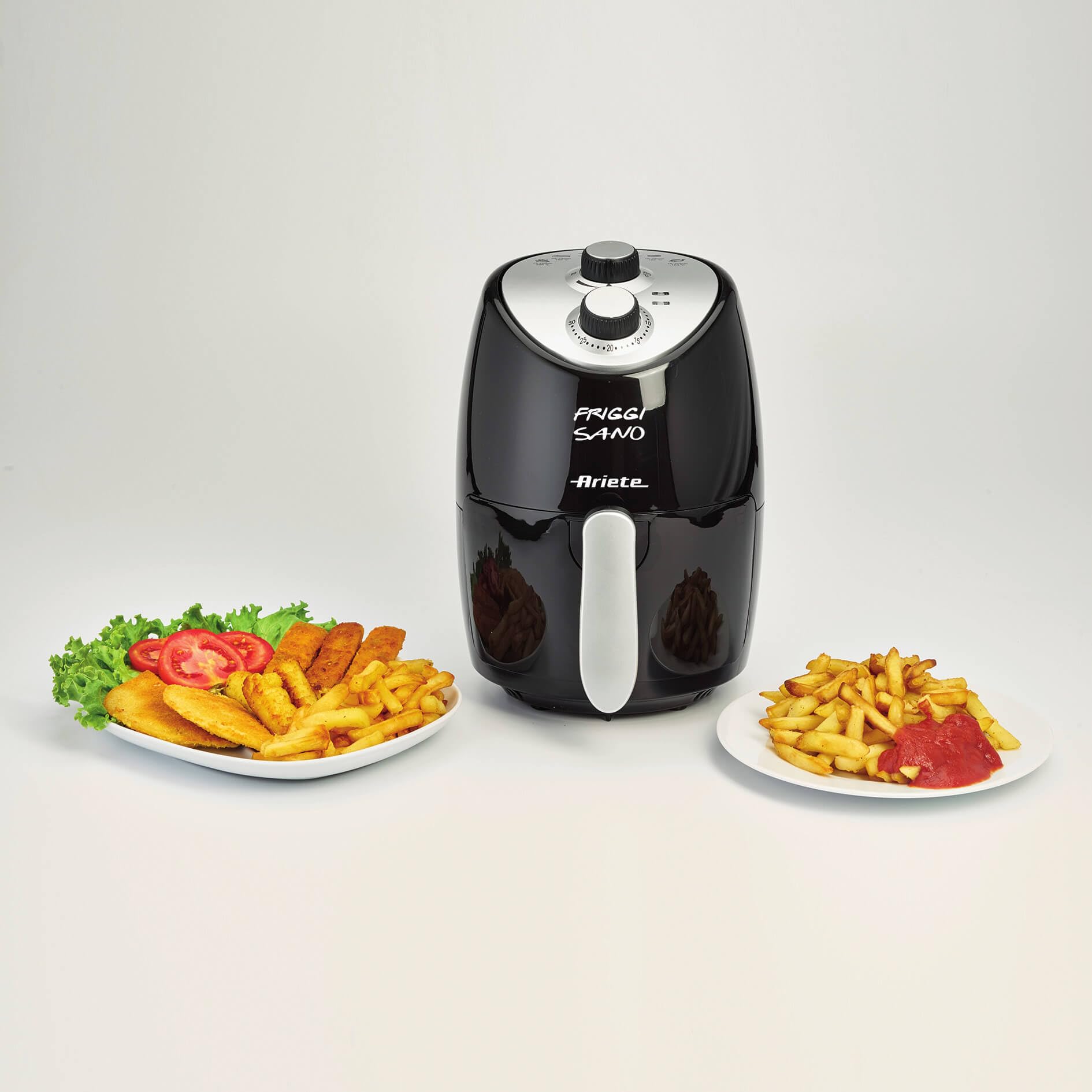 Ariete 4617, Airy Fryer Compact, Friggitrice Ad Aria, Capacità 2 L, 1000 W, Temperatura Max 200°C, Nero