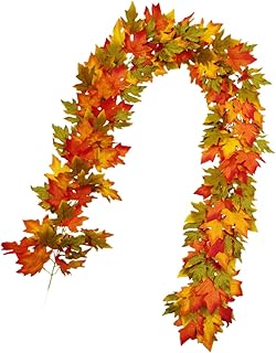 Cabilock Künstliche Ahornblatt Dichte Herbstdekoration für Wand Tür Fenster Halloween und Erntedankfest Outdoor Dekoartikel Rot