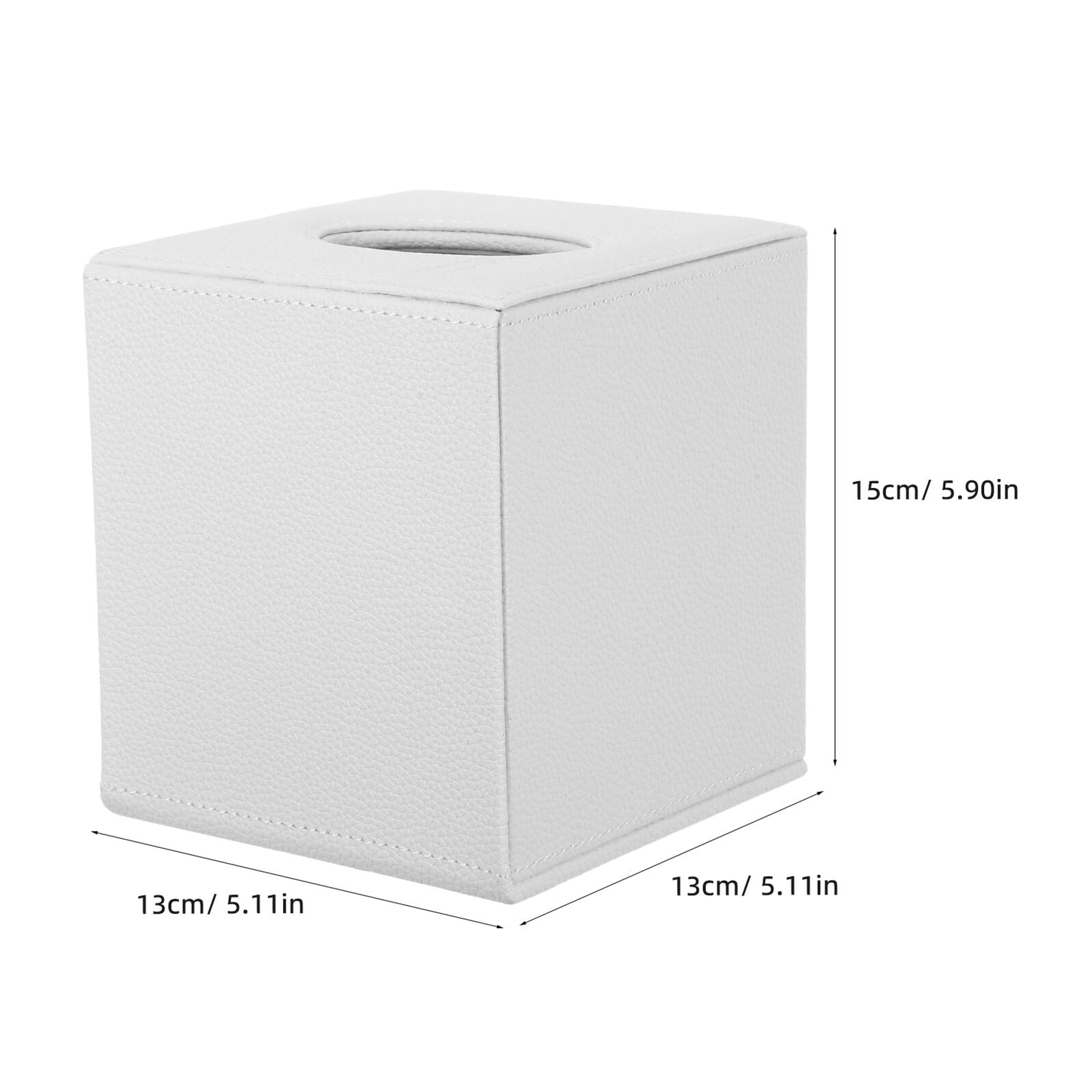 GLEAVI Quadratische Kosmetiktuchbox Pu Leder Würfel Taschentuchspender für Badezimmer Schlafzimmer Büro Weiß