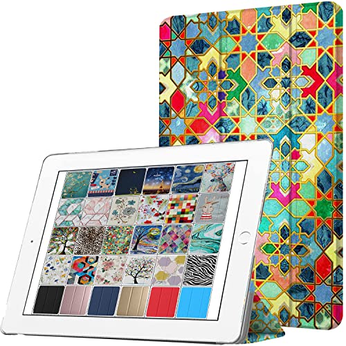 DuraSafe Cases iPad PRO 12.9 Inch 2015 1st Gen [ Pro 12.9 1 ] ML3Q2LL/A ML3N2LL/A ML3K2LL/A ML0H2LL/A ML0G2LL/A Printed Slim Lightweight Protective PC Dual Angle Stand Clear Flip Back Cover - Damask