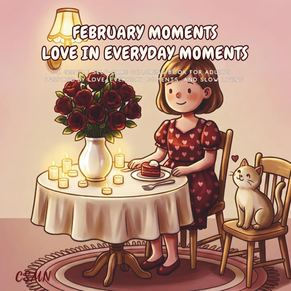 February Moments – Love in Everyday Moments: A gentle self-care coloring book for adults inspired by love, everyday moments, and slow living (The Gentle Year Coloring Series)