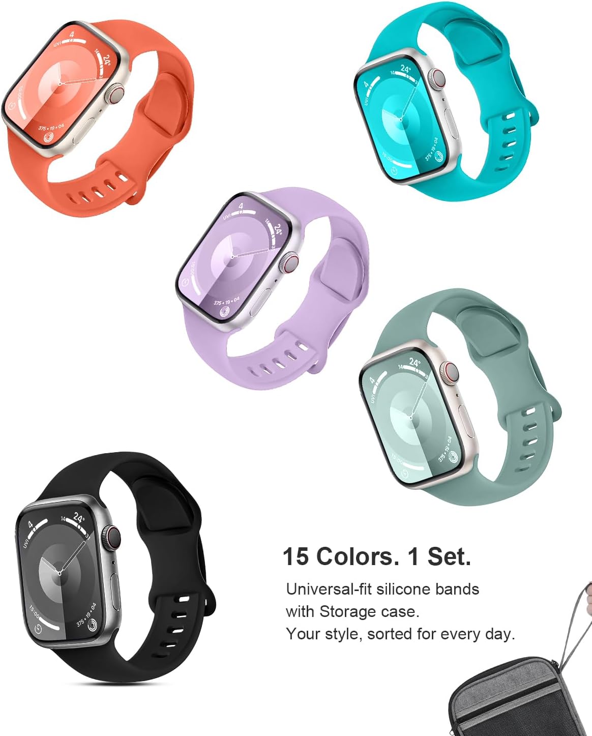 Bands Compatible with Apple Watch Band 38mm 40mm 41mm 42mm 44mm 45mm 46mm 49mm for Women Men, Soft Silicone Sport Replacement Strap Wristbands for Watch Series 11/10/9/8/7/6/5/4/3/2/1/SE/Ultra