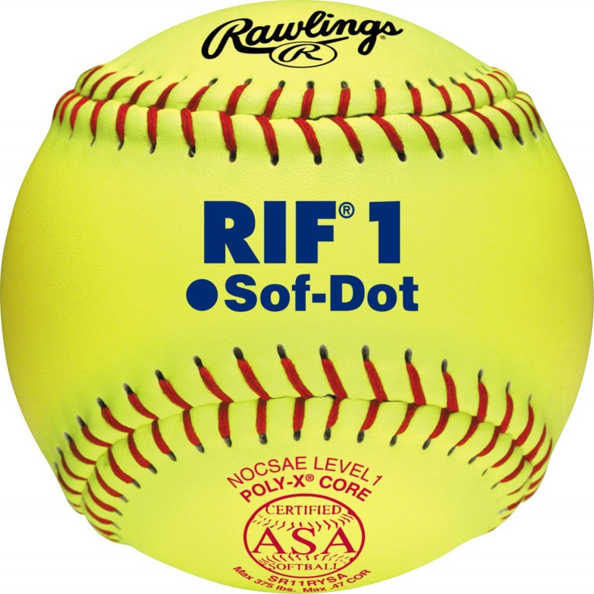 Rawlings | Official RIF 1 Sof-Dot Fastpitch Softball | 11" ASA | SR11RYSA, 1 Count, Multicolor
