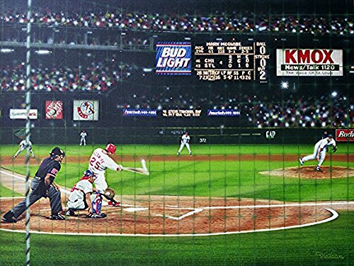 BUY ART FOR LESS Officially Licensed Mark McGwire St. Louis Cardinals Horizontal By Darryl Vlasak Wrapped Canvas Wall Art Decor - 24 x 18 Inch