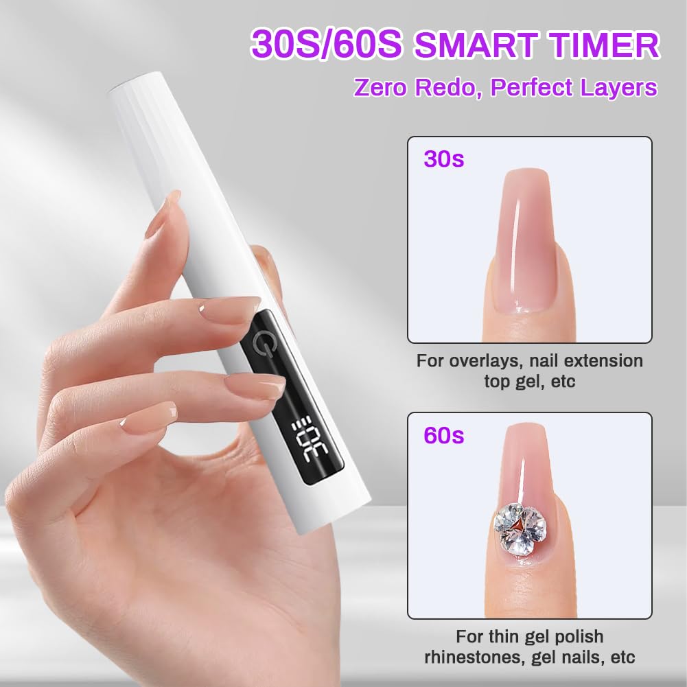 Flintronic Lampe UV Ongles Gel, 3W Lampe UV Ongles Gel Portable, avec Support, Charge Rapide USB-C, Double Minuteur 30s/60s, Minicure Lampe UV Professionnel, Séchoir à Ongles Rapide, Écran Tactile