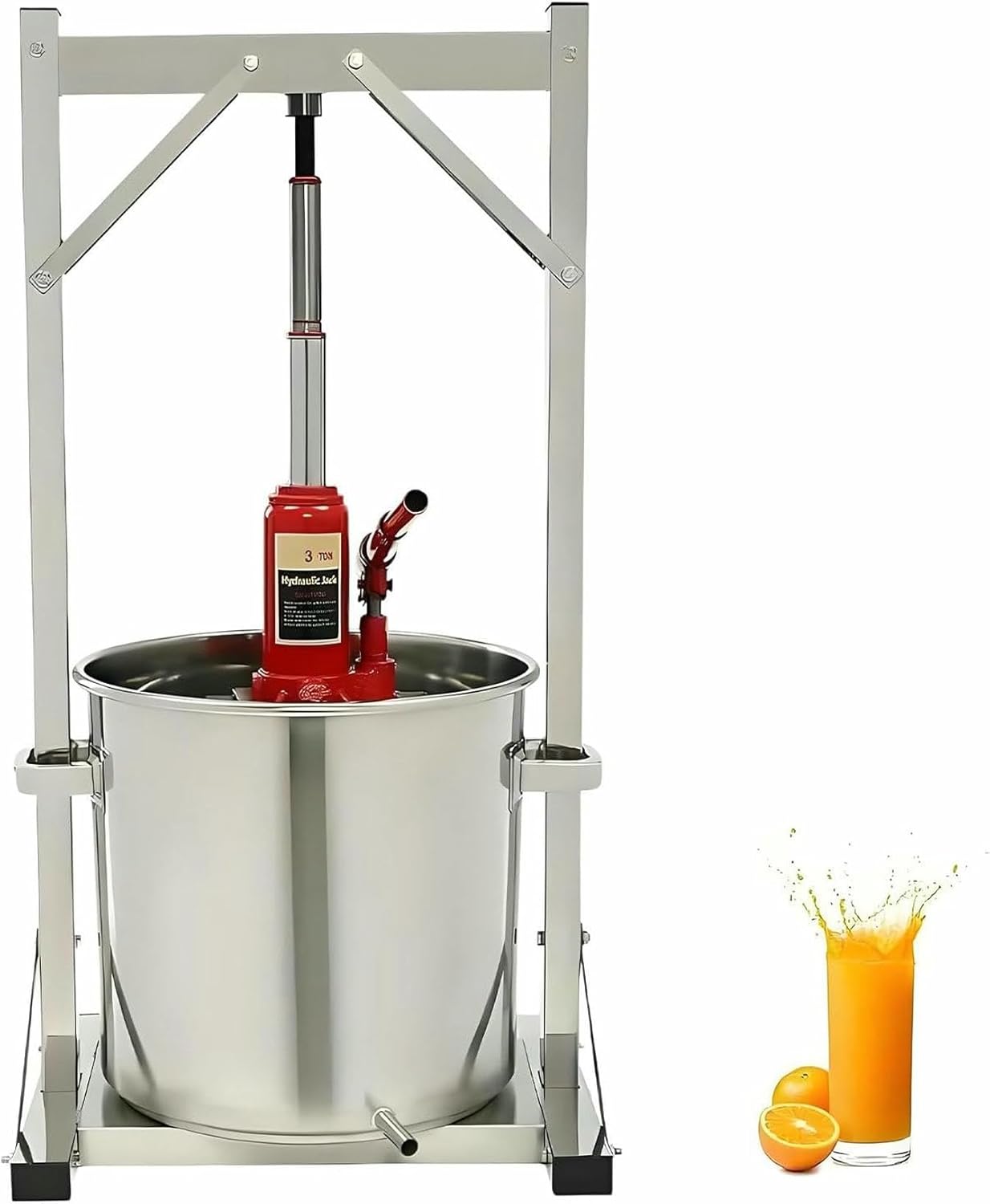 Fruit Wine Press,12L/22L Stainless Steel Cider Press,with Hydraulic Jack and Filter Bucket, for Juice Making Carrot, Orange, Berry, and Vegetable Pressing-
