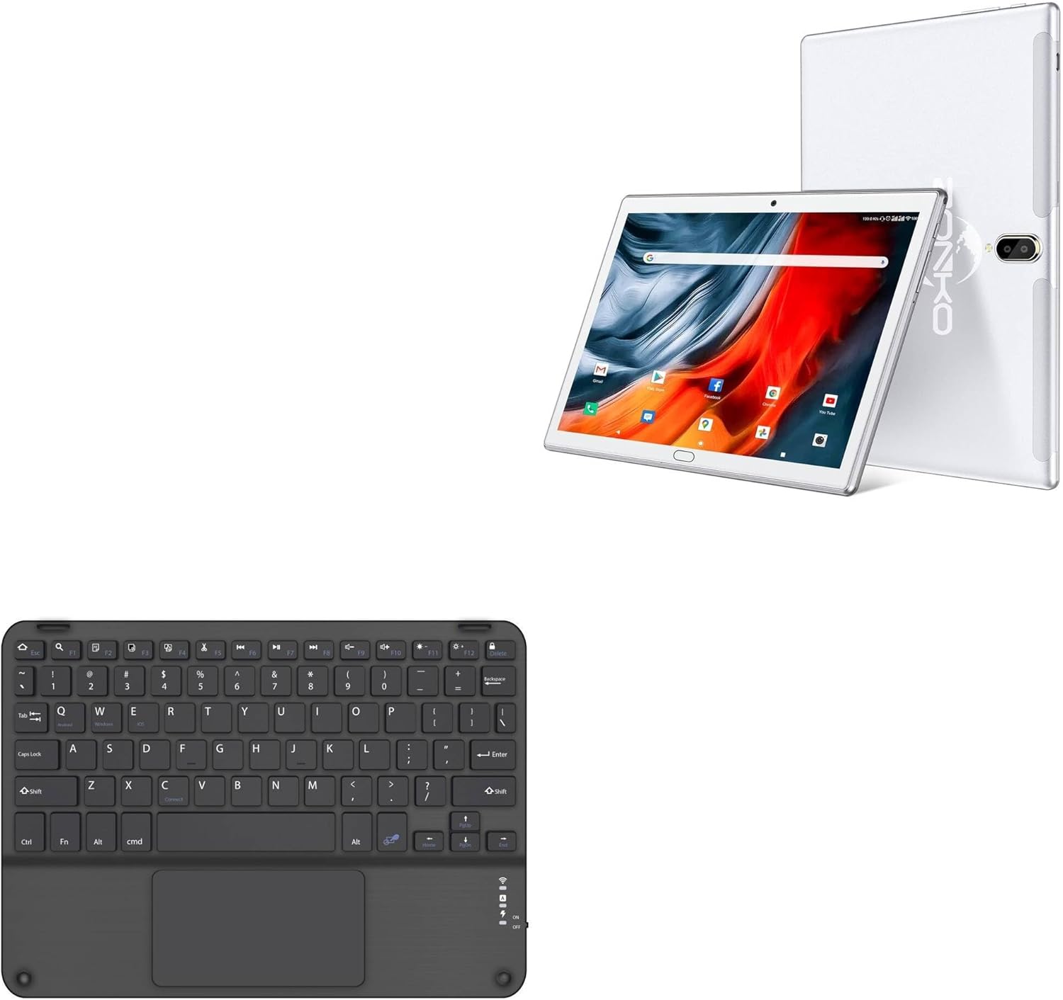 BoxWave Keyboard Compatible with MEIZE Android 11.0 Tablet 2022-K116 (10.1 in) - SlimKeys Bluetooth Keyboard with Trackpad, Portable Slim TouchPad - Jet Black