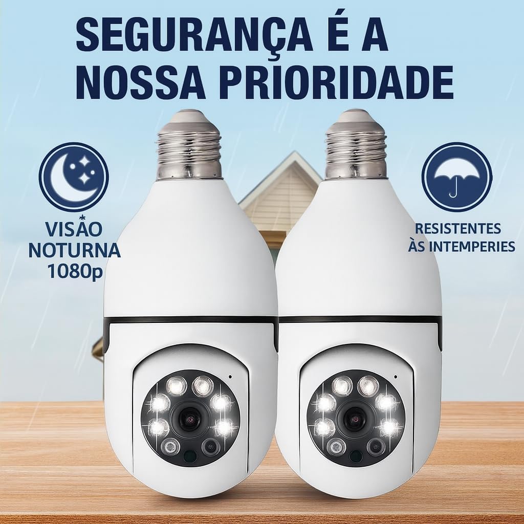 Kit 2 Câmeras de Segurança IP Lâmpada WiFi Full HD 1080p com Visão Noturna Infravermelho 1080P, Yoosee, Bivolt, Detecção de Movimento, Áudio Bidirecional, Prova D'água Giratória Linha Premium Kit 2 Câmeras de Segurança IP Lâmpada WiFi Full HD 1080p com Visão Noturna Infravermelho 1080P, Yoosee, Bivolt, Detecção de Movimento, Áudio Bidirecional, Prova D'água Giratória Linha Premium