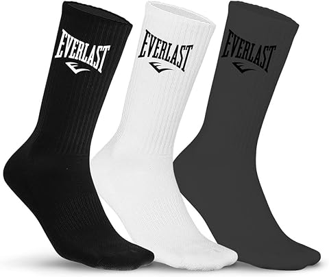Everlast Calcetines Hombre Deporte Resistentes - Paquete de 3 - Calcetines Altos Hombre, Boxeo, Flexibles