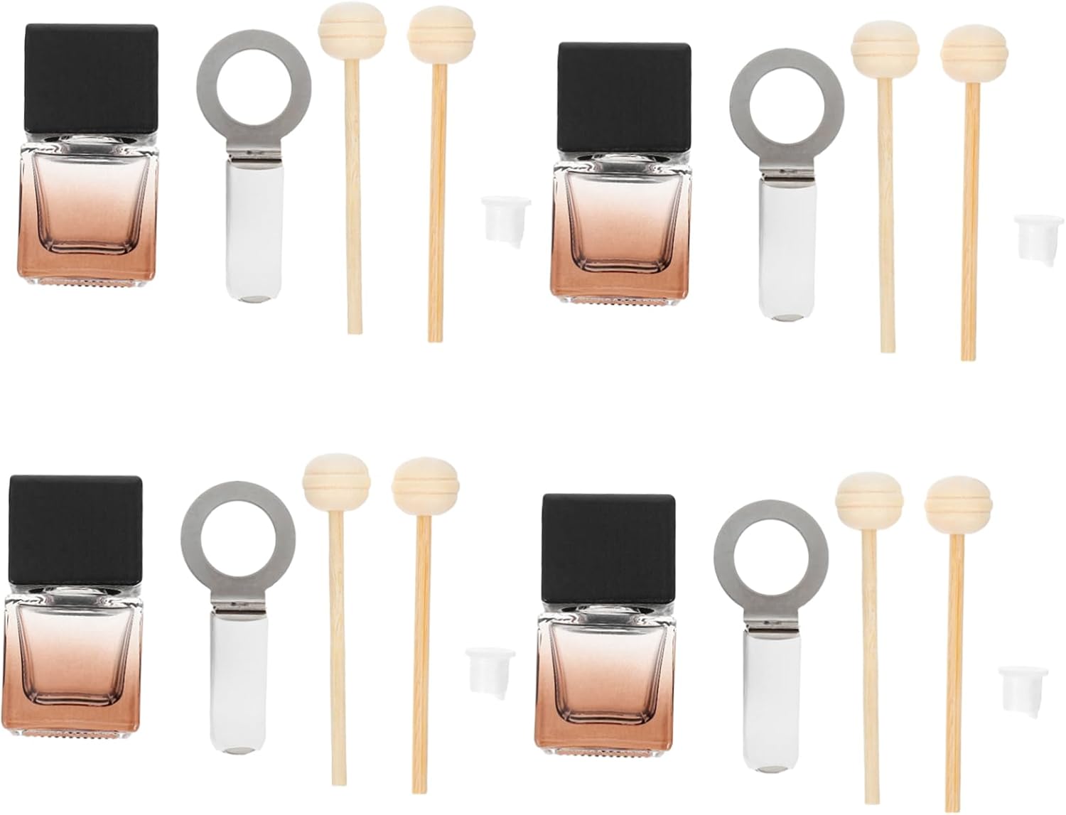 Cabilock 4Pcs Car Essential Oil Diffuser Empty Glass Perfume Bottles for Aromatherapy Fragrance Compact Design with Vent Clip Fit for All Vehicle Models