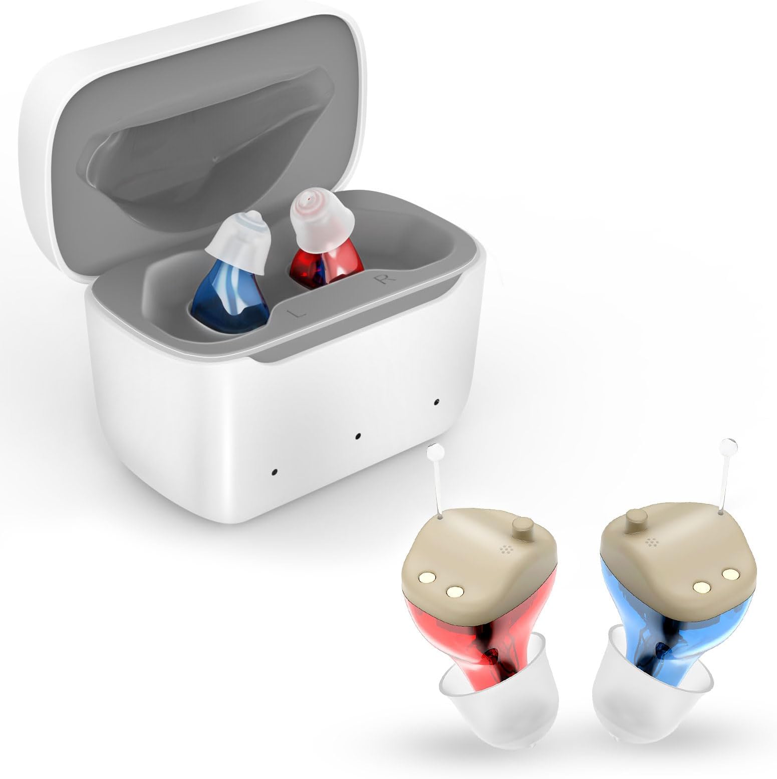 True Hearing Aids (Not Amplifier) 11 Channals Professional OTC Rechargeable Hearing Aids for Seniors Severe Hearing Loss with Noise Cancelling Hearing Aid with Magnetic Charging Box (Skin)