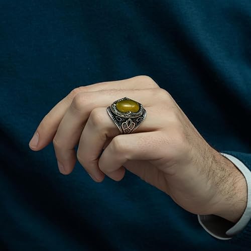 Miniatura 4 de 925k Silver Mens Ring-Handmade Mens Ring-Agate Stone Ring-Signet Ring Mens-Jewelry Gift For Mens-Silver Rings for Men-Agate Wedding Ring