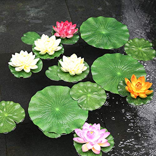 Tsadeer Packung mit 9 Schwämmen aus Lotusblättern, grüne Seerosen, perfekt für Terrasse Koi Fish Teich Pool Aquarium Home Garden Dekoration für besondere Anlässe für Hochzeiten – Bild 3