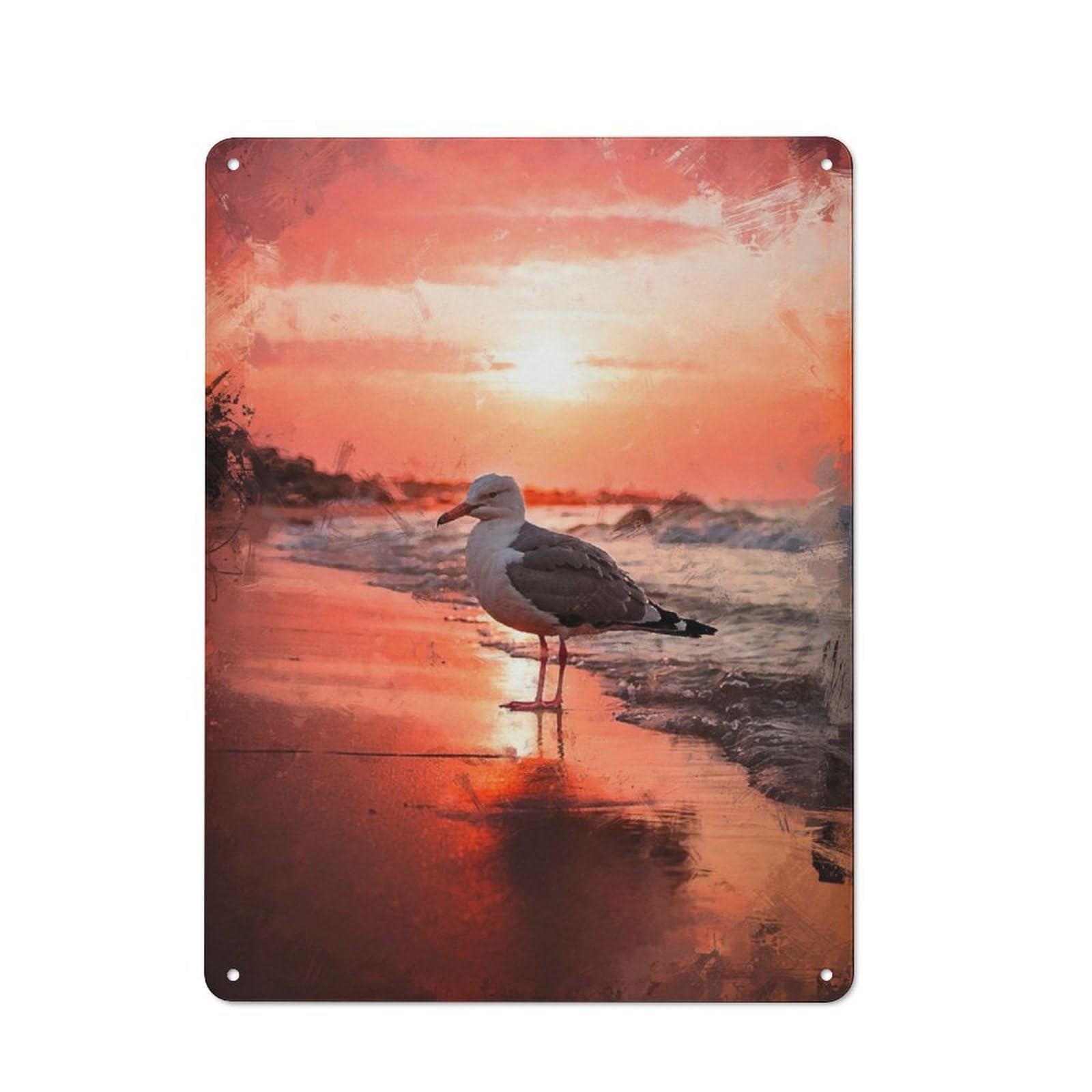 Junmoney Golden Light Lonely Bird Tin Sign 40X30cm With For Home Bar Wall, Vintage Decor, For Garage, Workshop And Man Cave Decoration