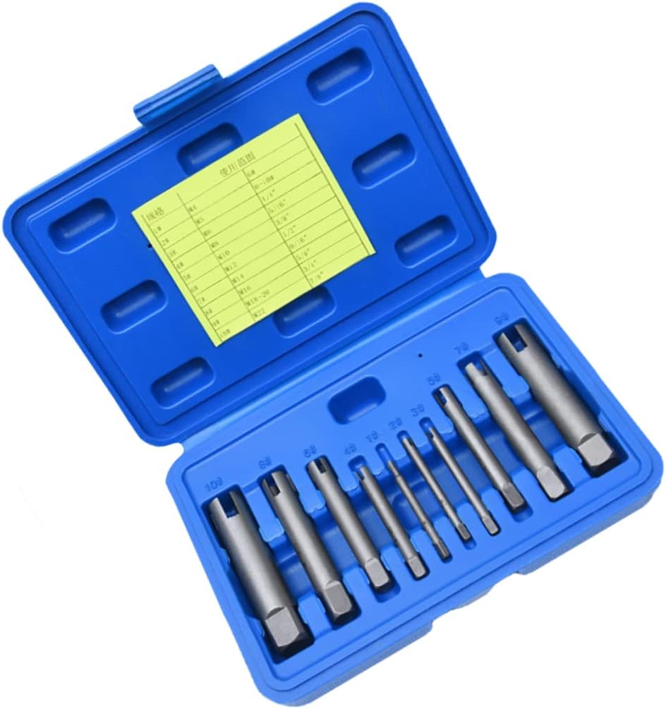 NUOBESTY 10Pcs Durable Screw Extractor Set Material Broken Tap Extractors for Removing Damaged Screws Specification with Box for Rusted Stripped and Jammed Screws