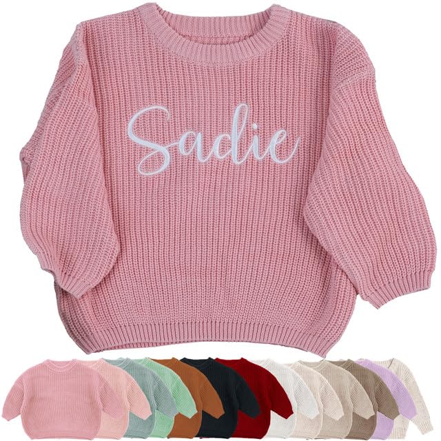 Personalized Embroidered Baby Sweater with Name - Long Sleeved Round Neck Pullover, Suitable for Infants and Young Children