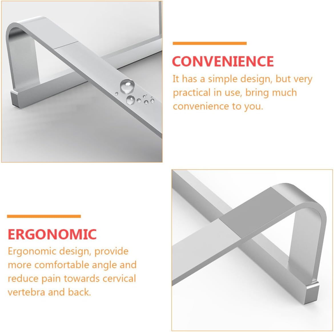 Portable Aluminum Alloy Laptop Stand Riser for Heat Dissipation Silver image 4